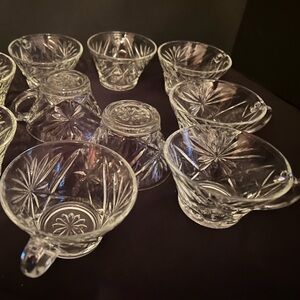 Anchor Hocking 4 0z  Cups Prescut Starburst Clear Set/10 Vintage